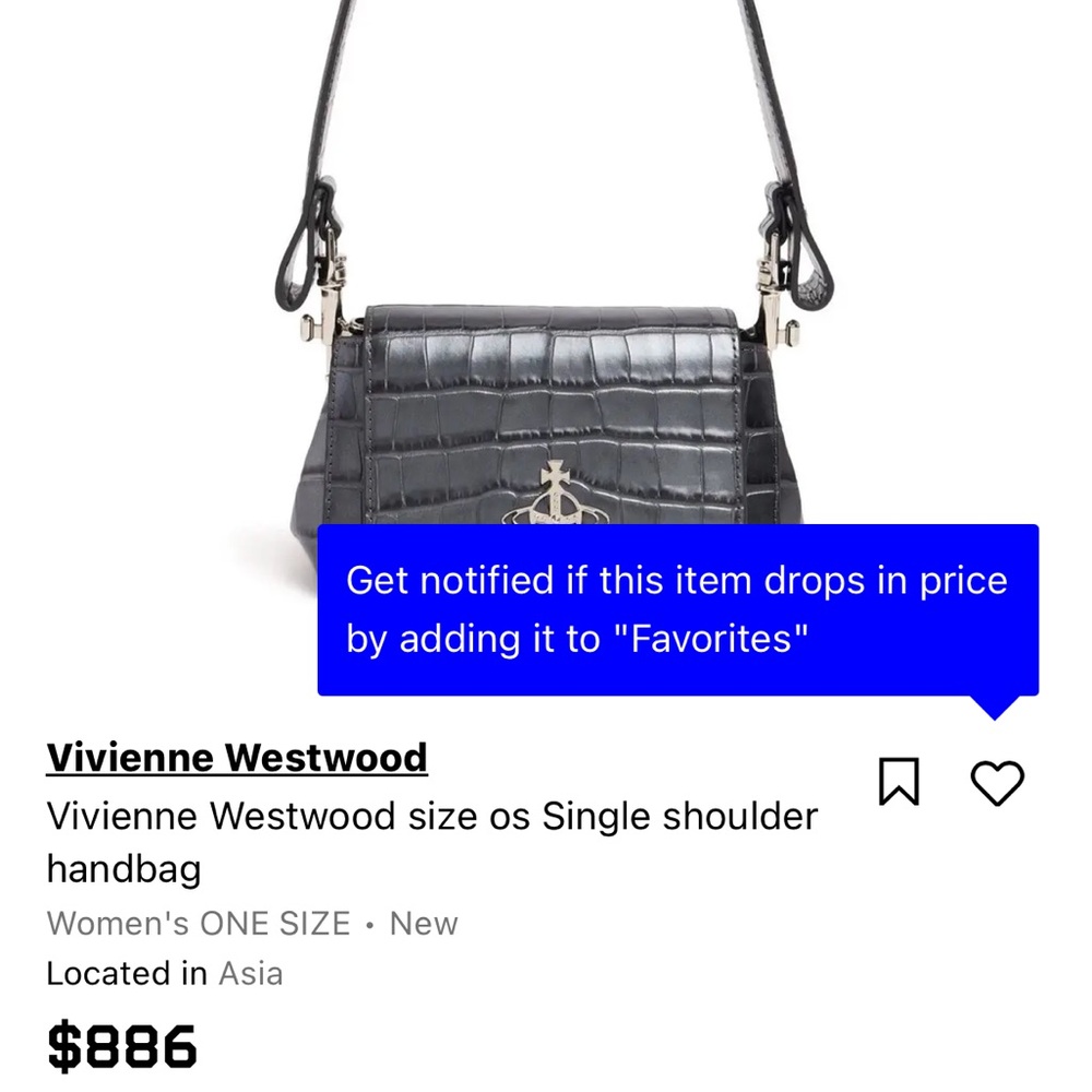 Vivienne Westwood Black Croc-Embossed Handbag - Picture 7 of 10